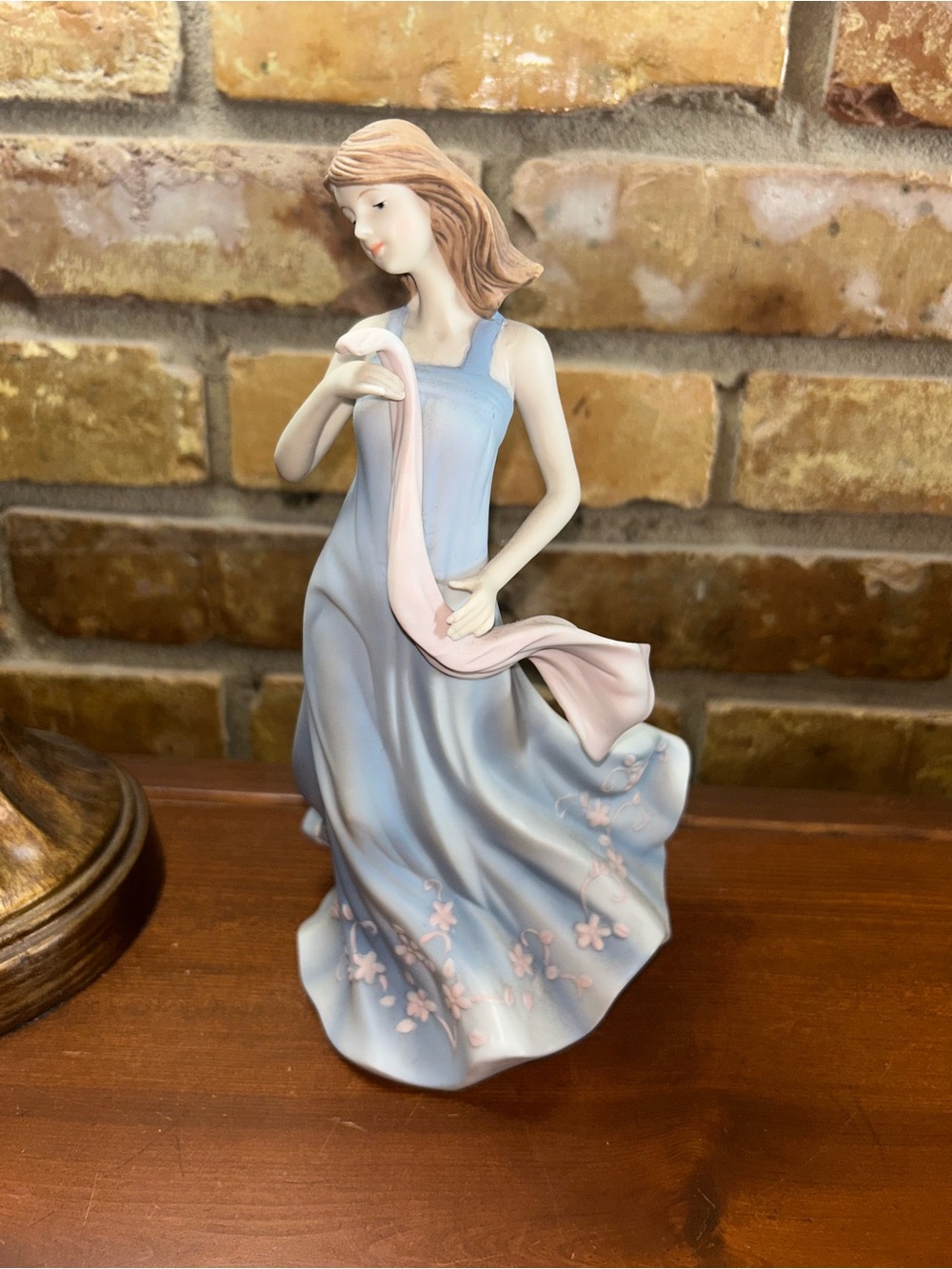 Home Interiors Blue and Pink Ceramic “Stephanie” Dancing Woman Figurine